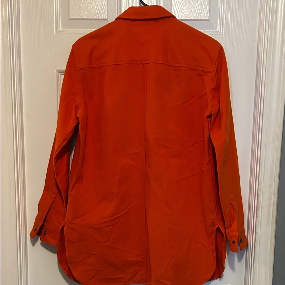 LL Bean Signature Ladies Chamois Snap Front Tunic, Size XS, Orange - Picture 2 of 4
